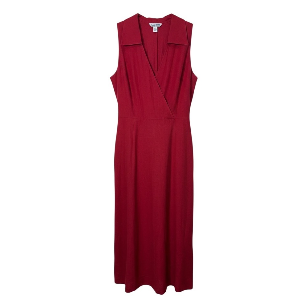 Plaza South Womens Red Sleeveless Collared Faux Wrap Maxi Dress Size 12